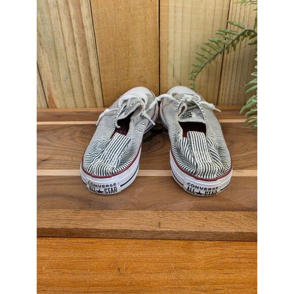 Converse All Star Womens Striped Slip-On Sneakers Size 7.5 Canvas White & Black - Picture 2 of 6